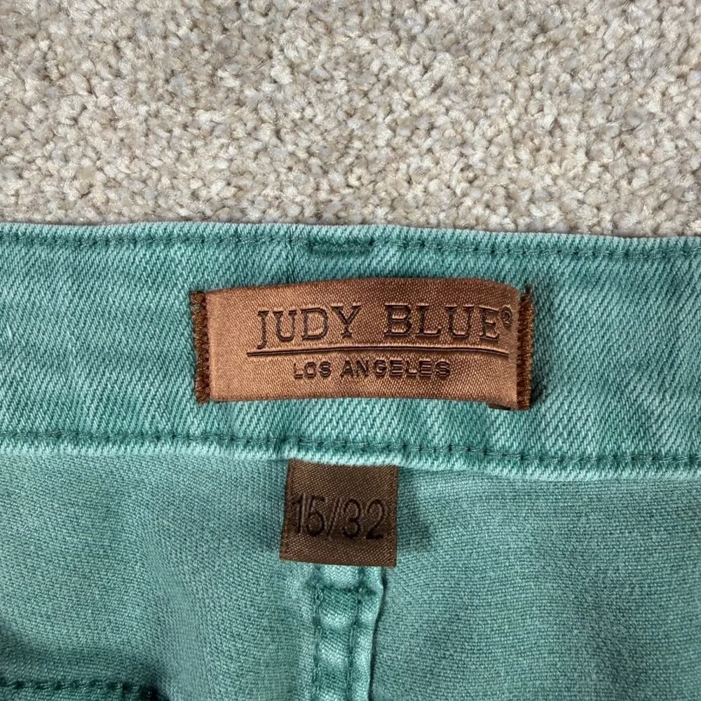 Judy Blue Wide Leg Jean Women 15/32 (FITS 32x31) Sage Green Garment Dyed JB88621